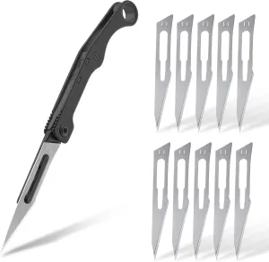 KeyUnity KK13 Mini Titanium Scalpel Knife with #11 Replaceable Blades, EDC Utility Folding Knife for Outdoor Hunting, Camping, Fishing, Hiking for Men & Women(Black)