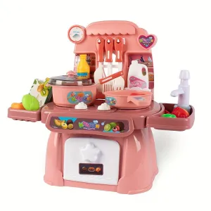 Kids Pretend Play Kitchen Set with Sounds and Lights