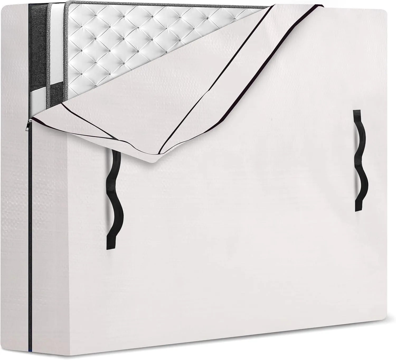 King Mattress Bag for Moving and Storage, Semi-Transparent, Heavy Duty, Strong Zipper Closure, 8 Handles, Eco-Friendly