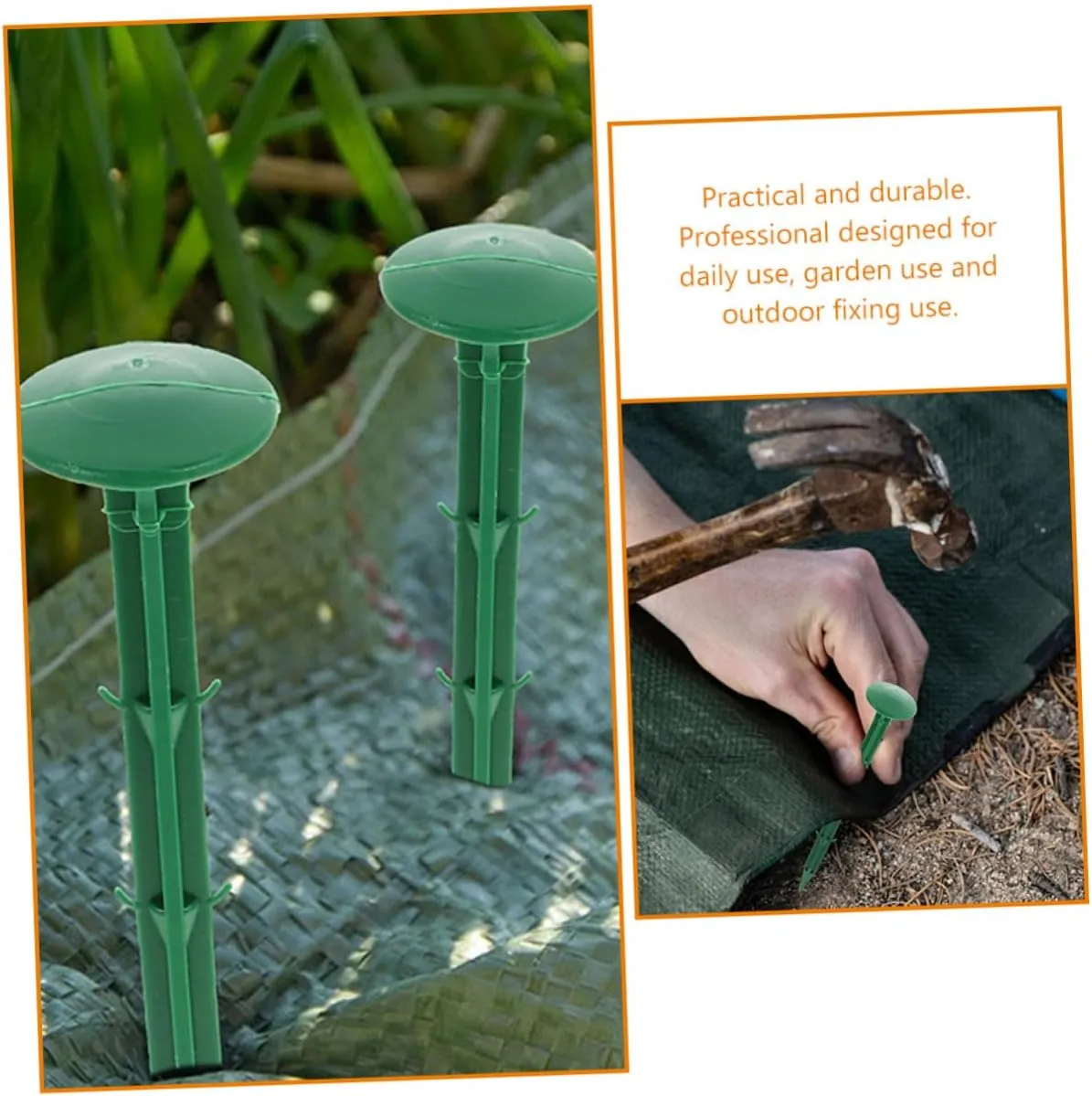 Kisangel 150-piece Plastic Garden Stake Set Multi-Purpose Ground Nails for Tent Tarps Landscaping