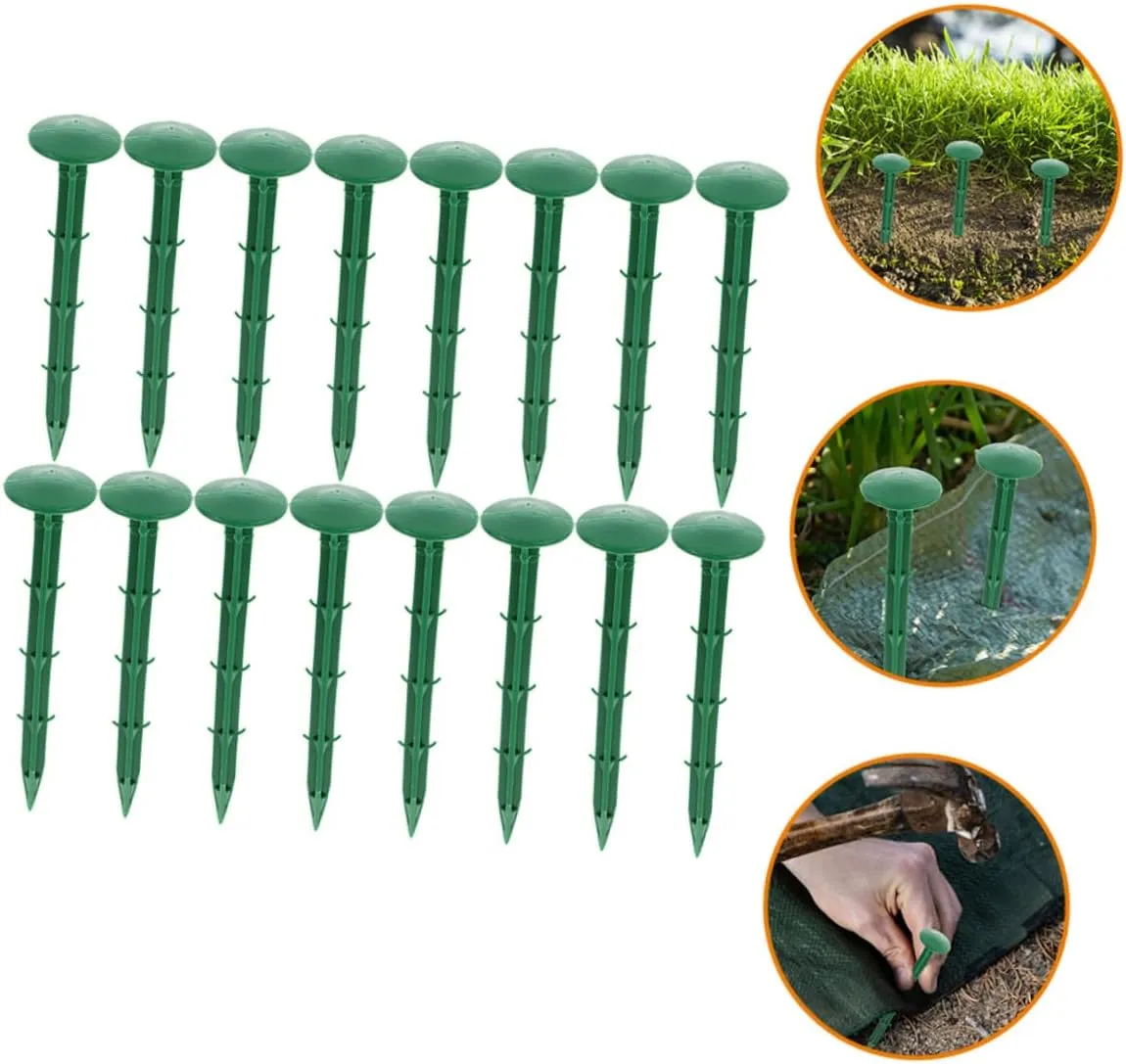Kisangel 150-piece Plastic Garden Stake Set Multi-Purpose Ground Nails for Tent Tarps Landscaping