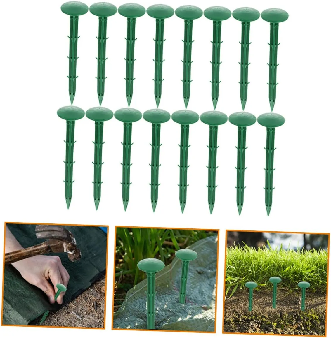 Kisangel 150-piece Plastic Garden Stake Set Multi-Purpose Ground Nails for Tent Tarps Landscaping