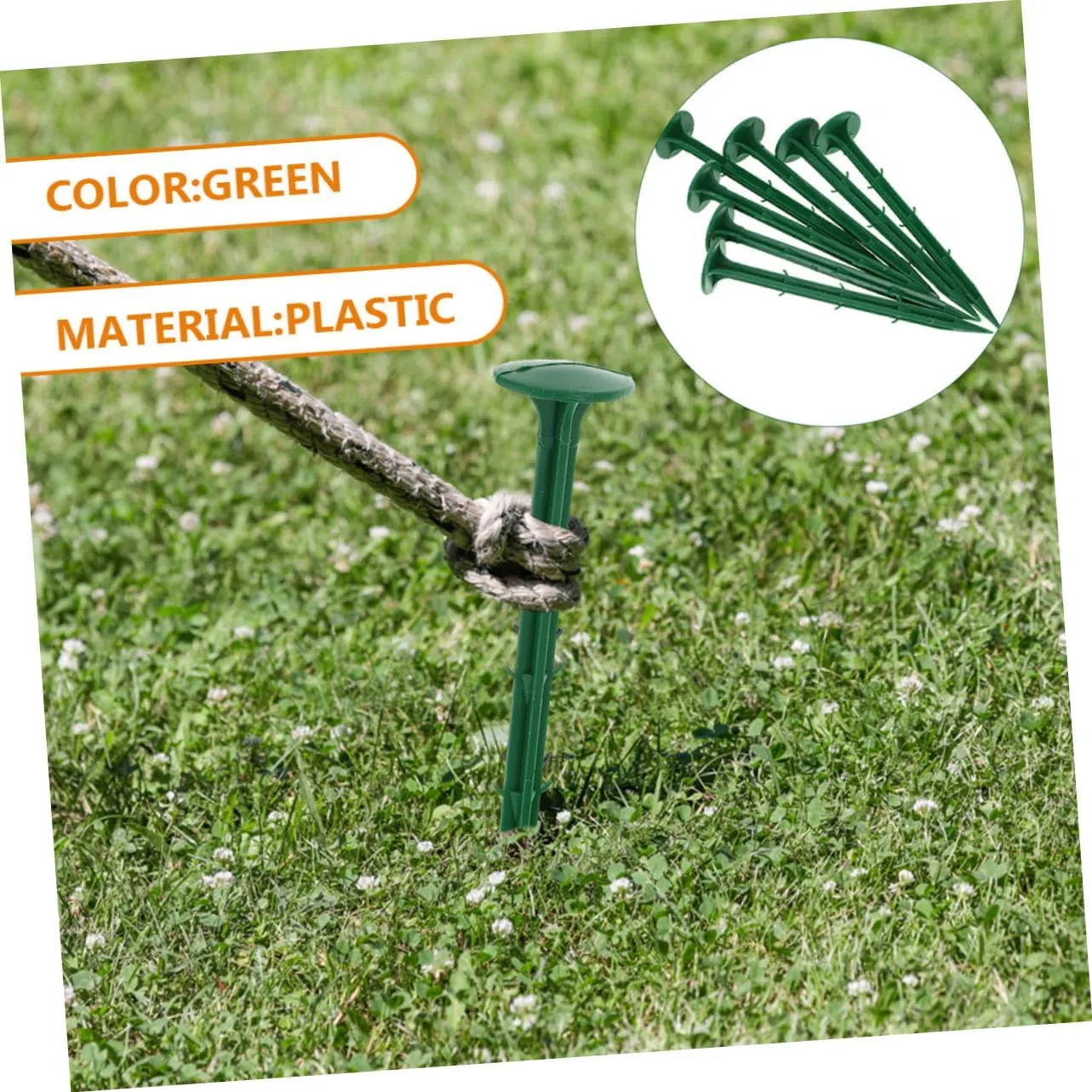 Kisangel 150-piece Plastic Garden Stake Set Multi-Purpose Ground Nails for Tent Tarps Landscaping