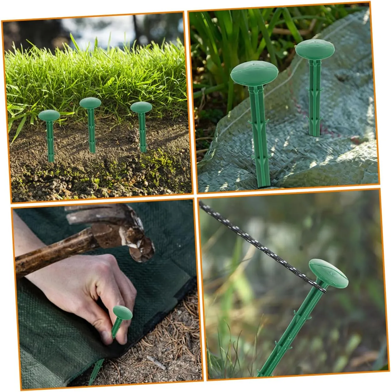 Kisangel 150-piece Plastic Garden Stake Set Multi-Purpose Ground Nails for Tent Tarps Landscaping