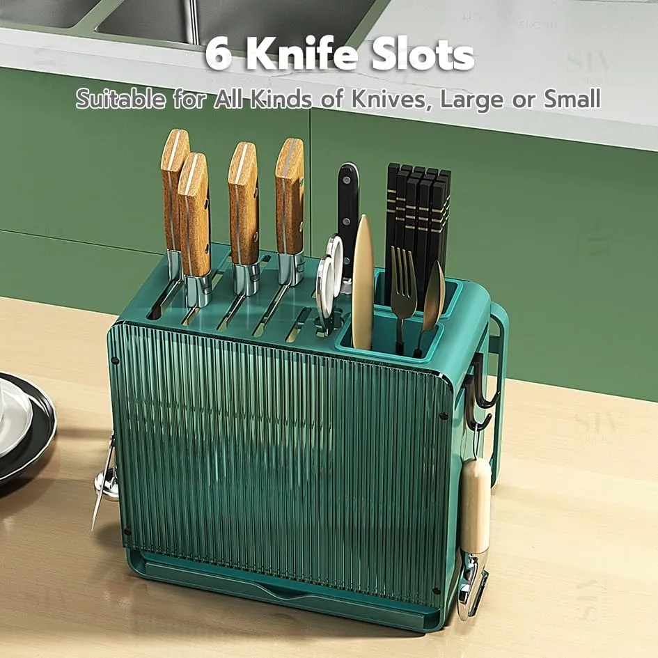 Knife Holder Organizer Stainless Steel Rack This multifunctional kitchen storage rack with Utensil (black)