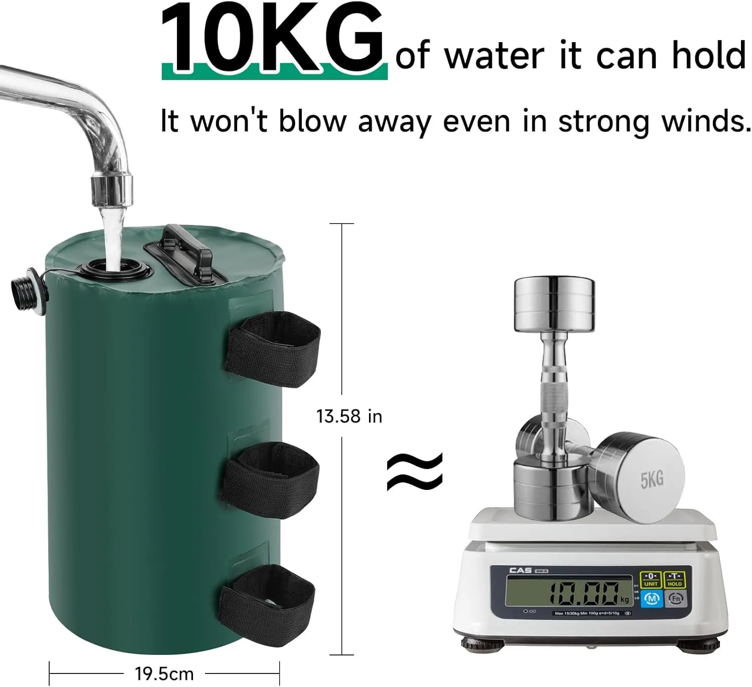 KOMCLUB Canopy Water Weight Bag Tent Weights Set of 4 10L Leg Heavy Duty Portable Water/Sand Weights Strong Windproof for Pop up Canopy,Tent,Gazebo,Shelter Upgraded (Green)