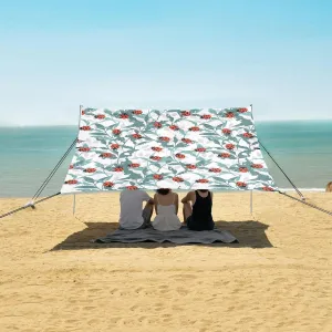 Lady Bugs on Leaves Beach Canopy Tent Anti-UV & Wind Resistant, Camping Sun Shelter Easy Setup Portable,Outdoor Shade Tents with Sandbags,Sand Shovels,Ground Pegs & Stability Poles