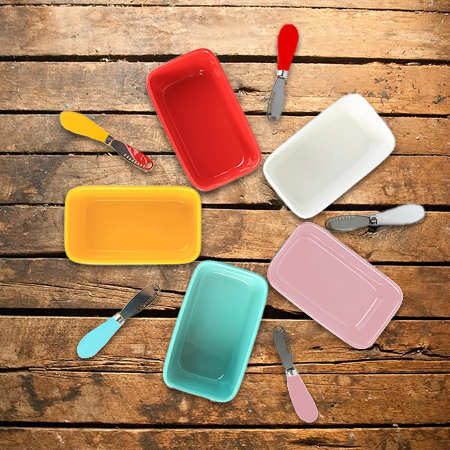 Large Butter Dish with Lid for Countertop Ceramic Butter Container with Knife Holder Spreader Double Silicone Seals Butte Keeper Rectangle Pink