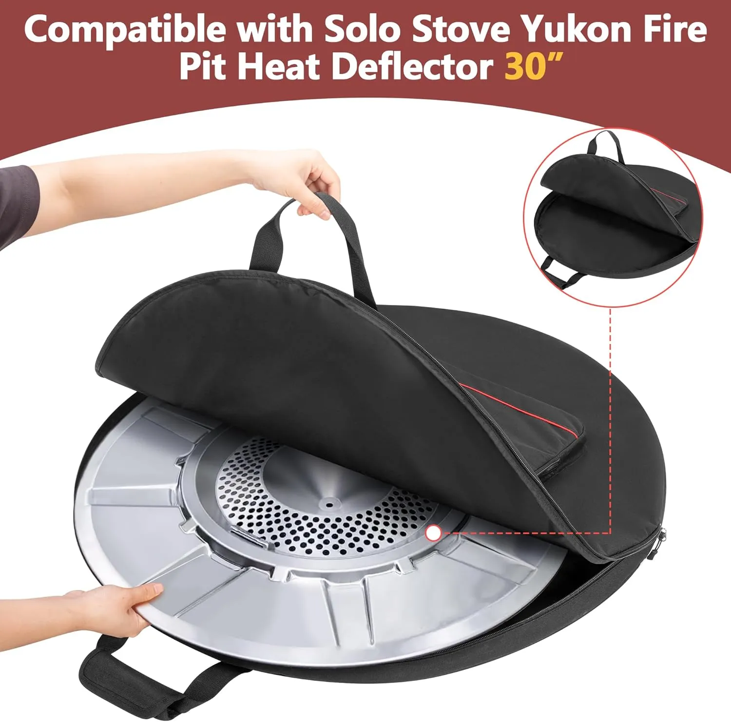 Large Heat Deflector Carry Bag, Compatible with Solo Stove Yukon 27" Heat Deflector, Fire Pit Heat Deflector Accessories Bag with Handles, Heat Deflector Carrying Case Dia: 31”, Bag Only