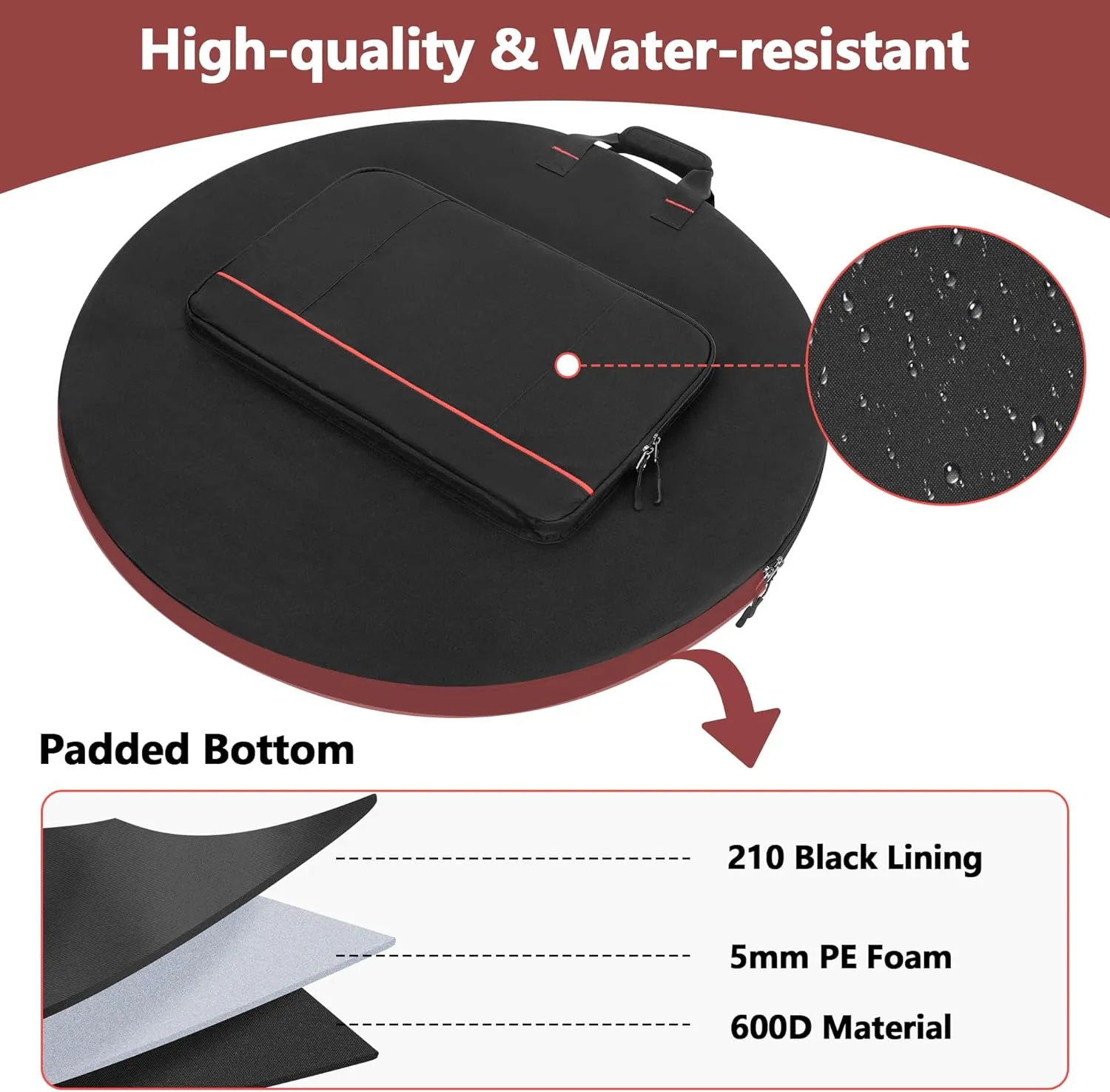 Large Heat Deflector Carry Bag, Compatible with Solo Stove Yukon 27" Heat Deflector, Fire Pit Heat Deflector Accessories Bag with Handles, Heat Deflector Carrying Case Dia: 31”, Bag Only