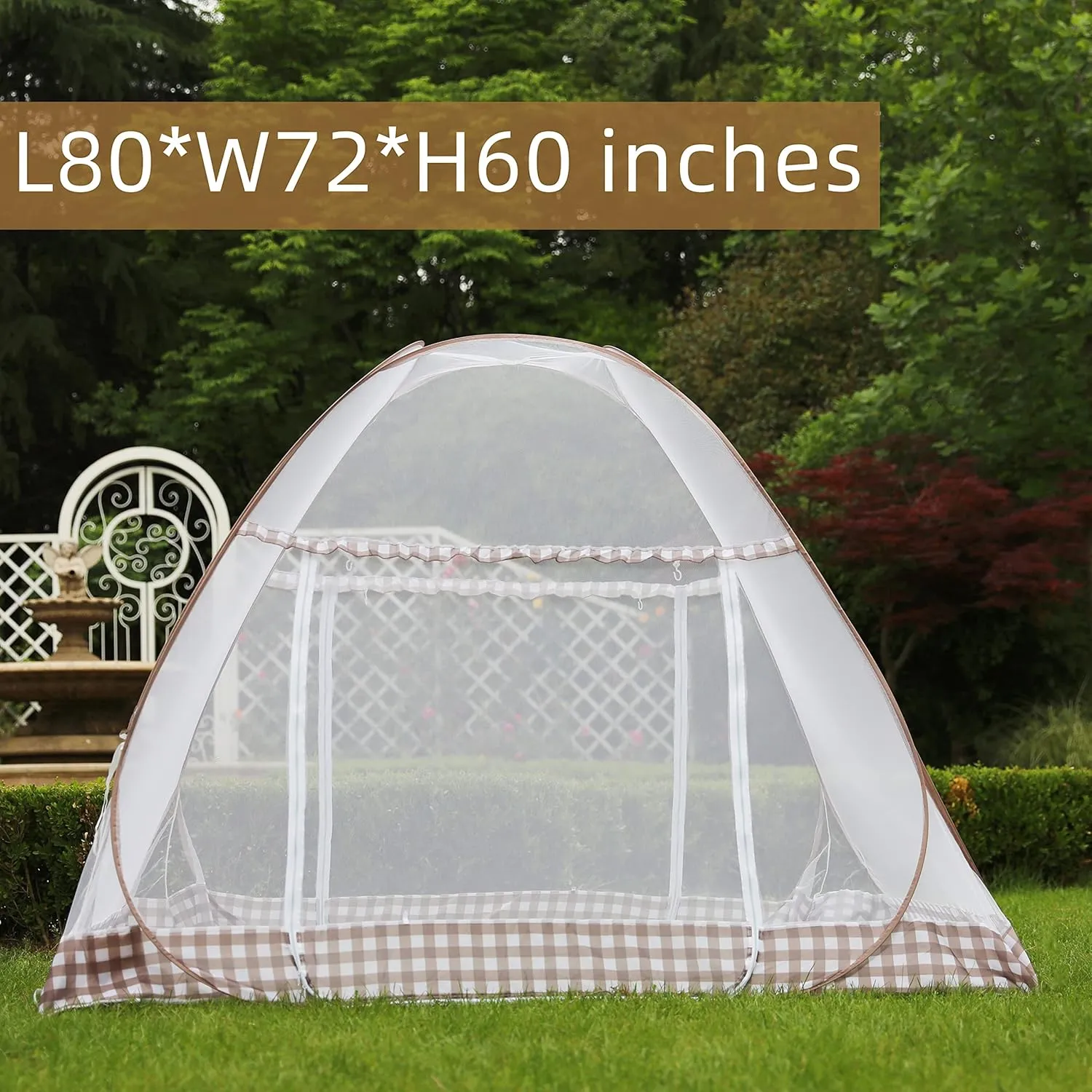 Large Mosquito Net Tent Canopy for Bed - Folding Portable Design Travel POP UP Netting, L80*W72*H60inch Queen King Size