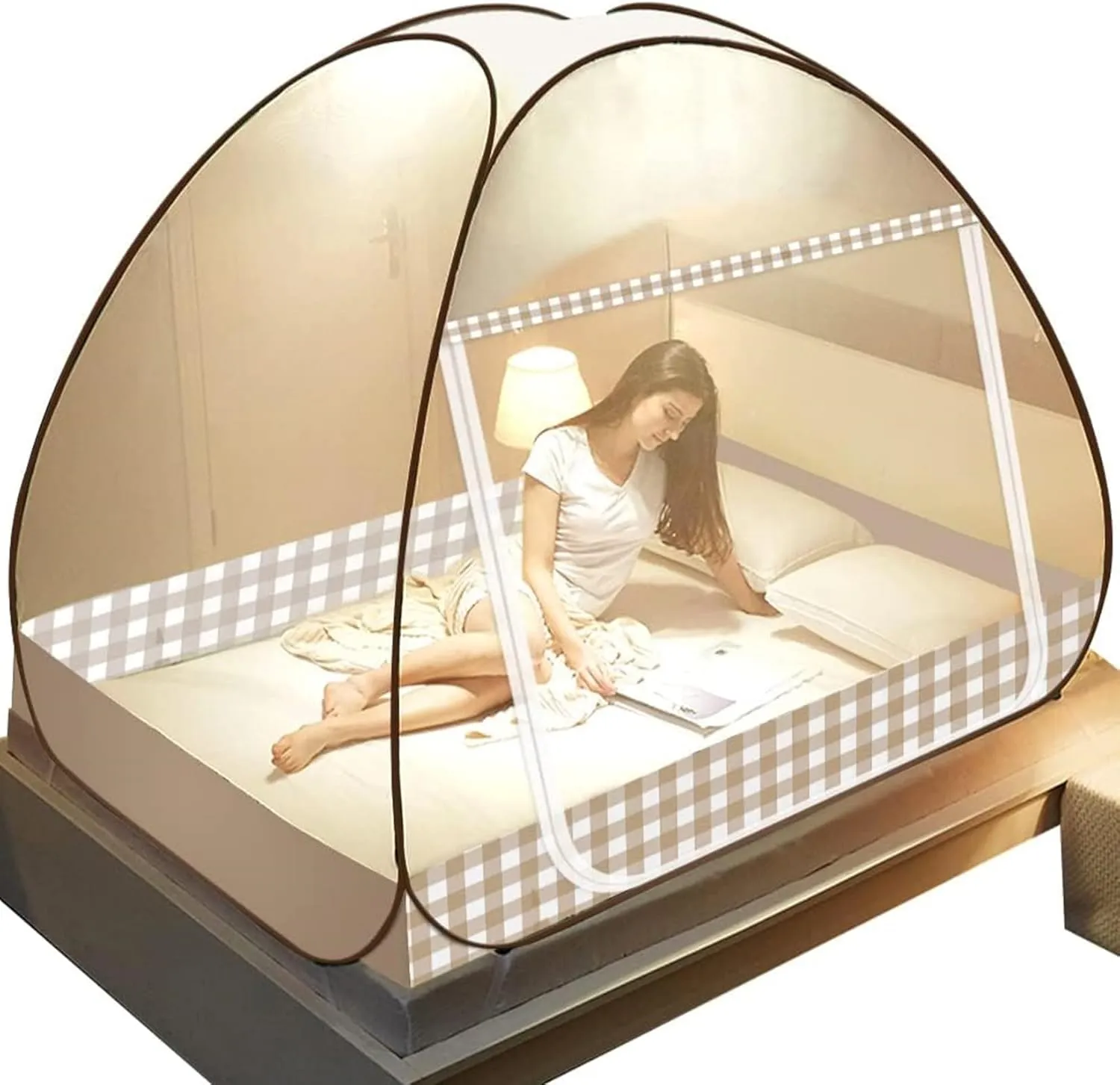 Large Mosquito Net Tent Canopy for Bed - Folding Portable Design Travel POP UP Netting, L80*W72*H60inch Queen King Size