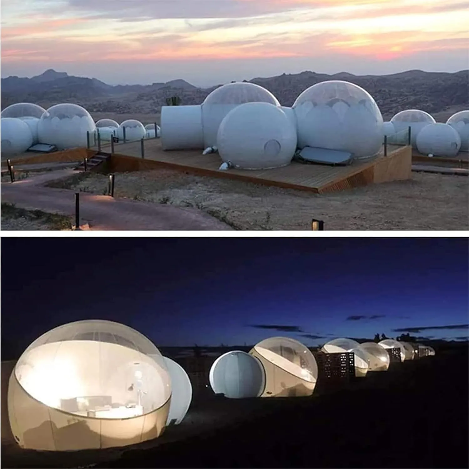 Large Outdoor Inflatable Hotel Tent with Tunnel Inflatable Dome Bubble House Transparent Large Outdoor Tents for Camping Backyard Large Family Tents for Backyard Gardening