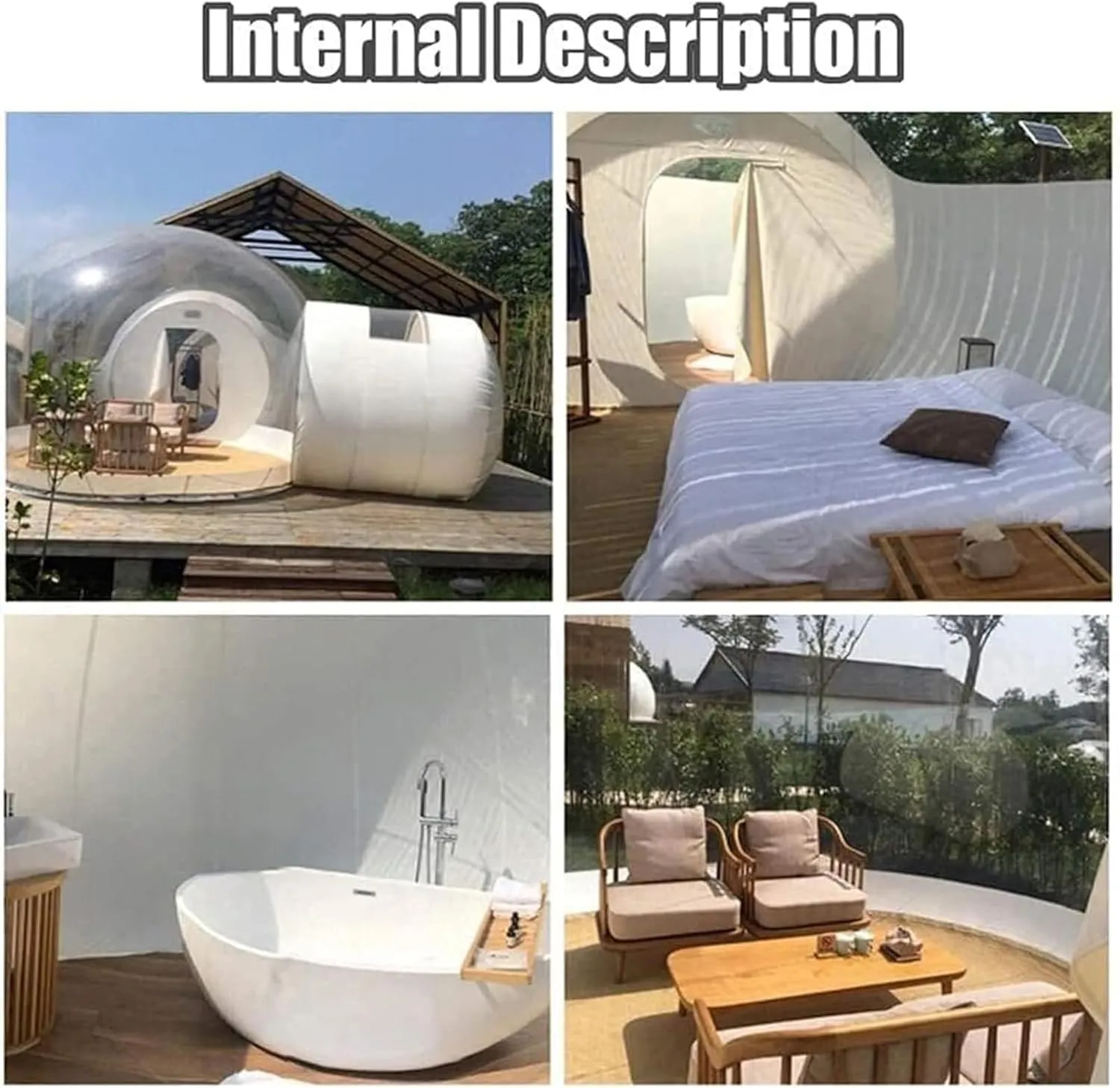 Large Outdoor Inflatable Hotel Tent with Tunnel Inflatable Dome Bubble House Transparent Large Outdoor Tents for Camping Backyard Large Family Tents for Backyard Gardening