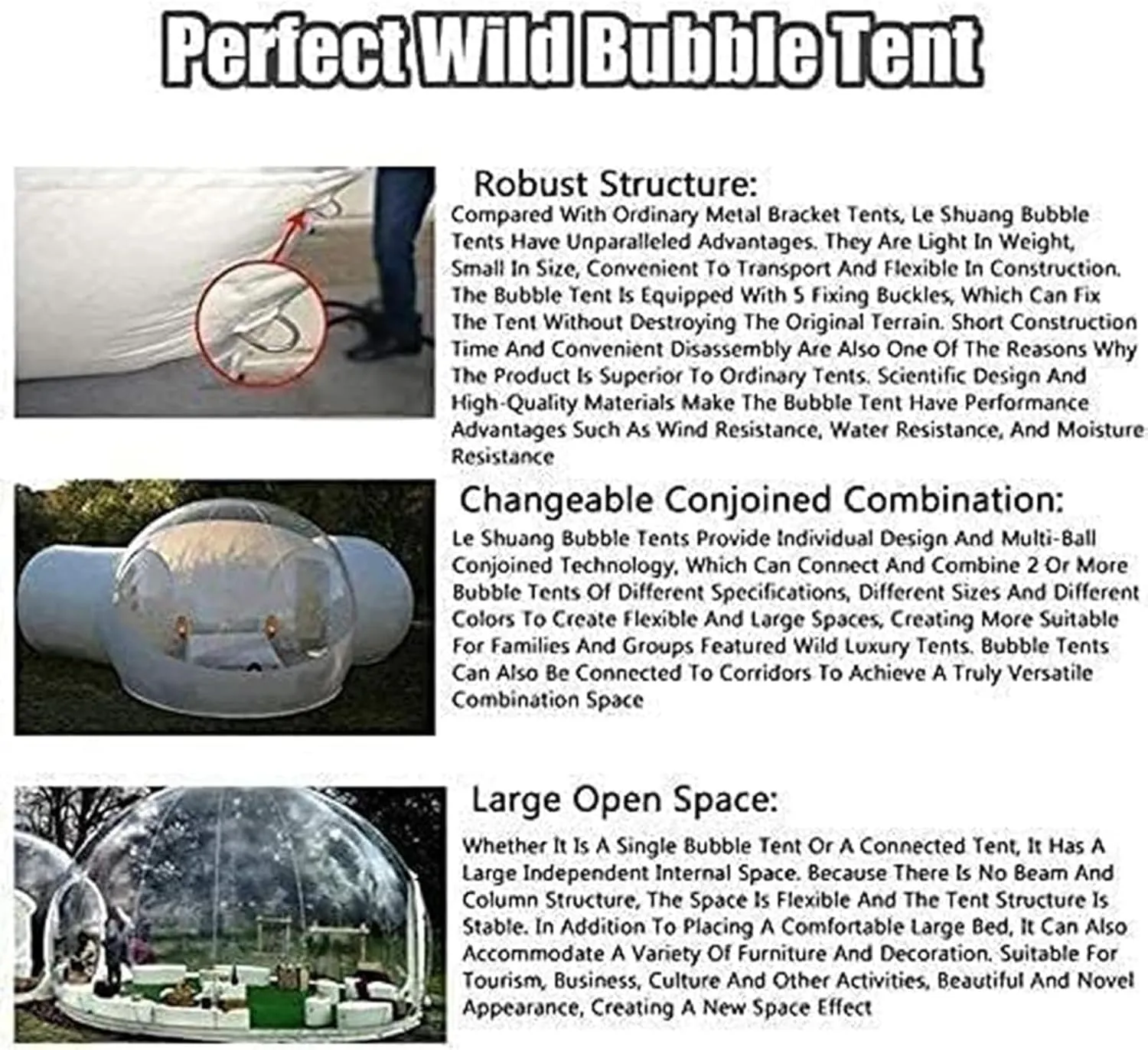 Large Outdoor Inflatable Hotel Tent with Tunnel Inflatable Dome Bubble House Transparent Large Outdoor Tents for Camping Backyard Large Family Tents for Backyard Gardening