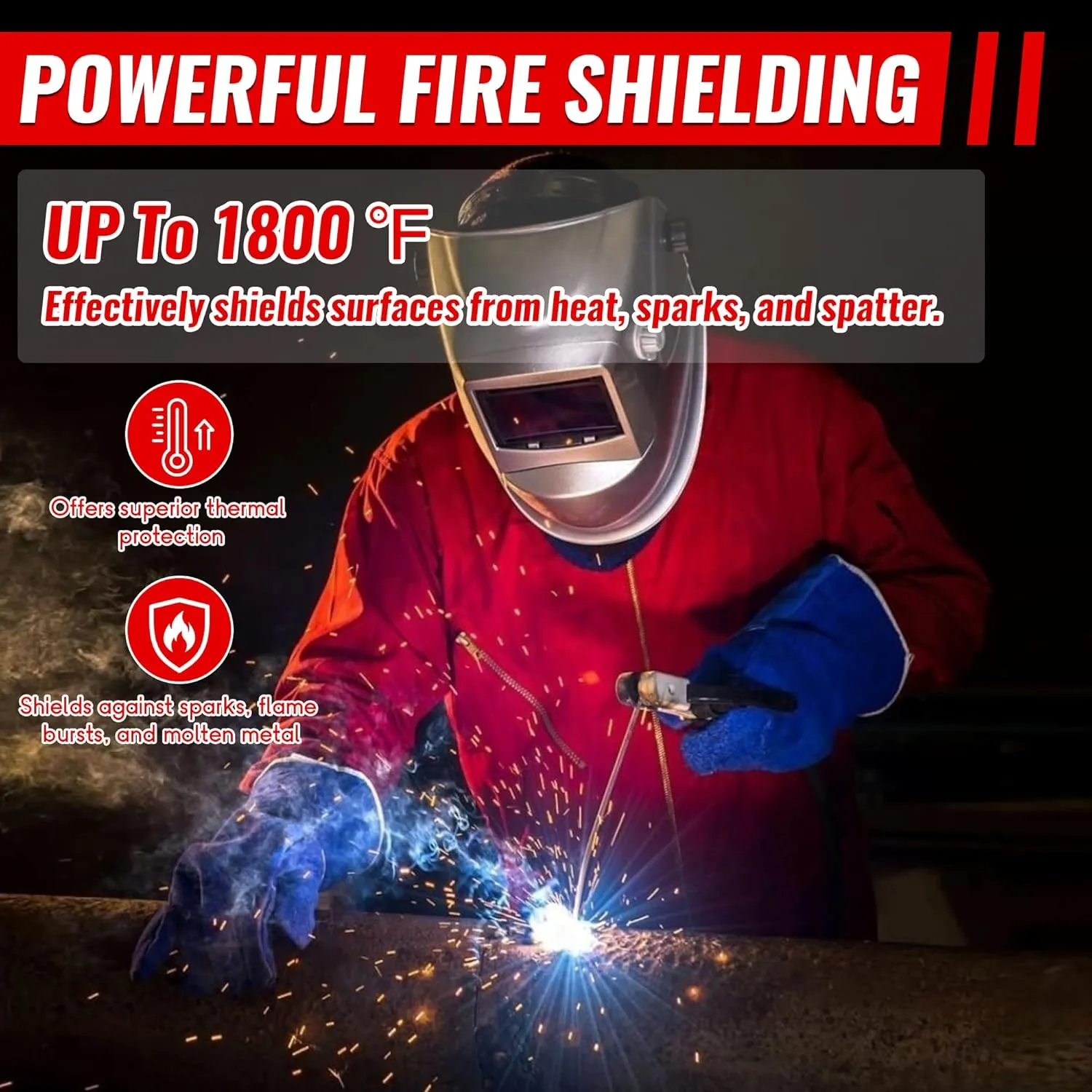Large Welding Blanket 40" x 40" Tested by SGS Fireproof Pad, 5mm Welders Mat, Carbon Felt Cloth Insulation Flame Retardant Fabric, Heat Shield for Soldering Brazing Glass Blowing Grill Stove Pit