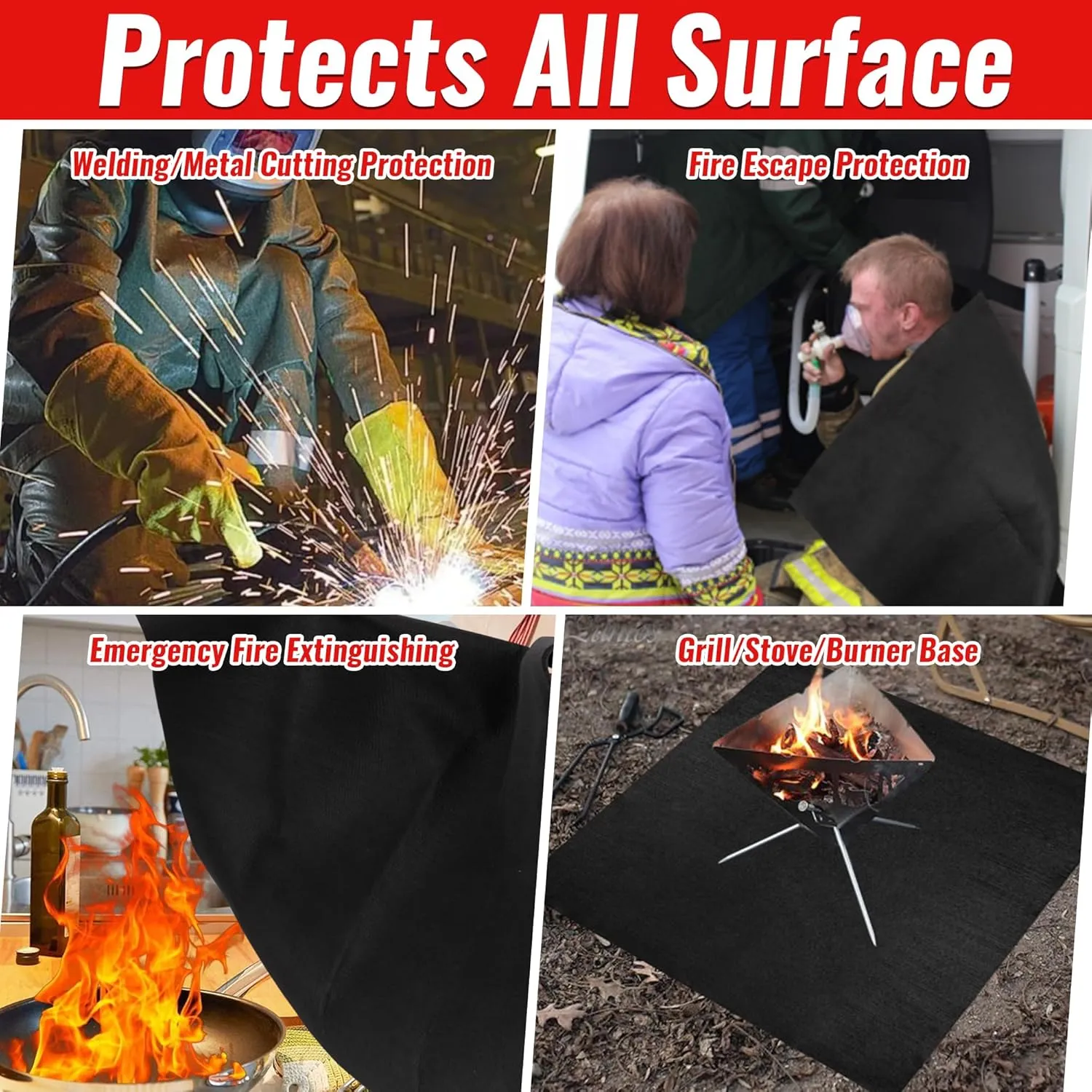 Large Welding Blanket 40" x 40" Tested by SGS Fireproof Pad, 5mm Welders Mat, Carbon Felt Cloth Insulation Flame Retardant Fabric, Heat Shield for Soldering Brazing Glass Blowing Grill Stove Pit