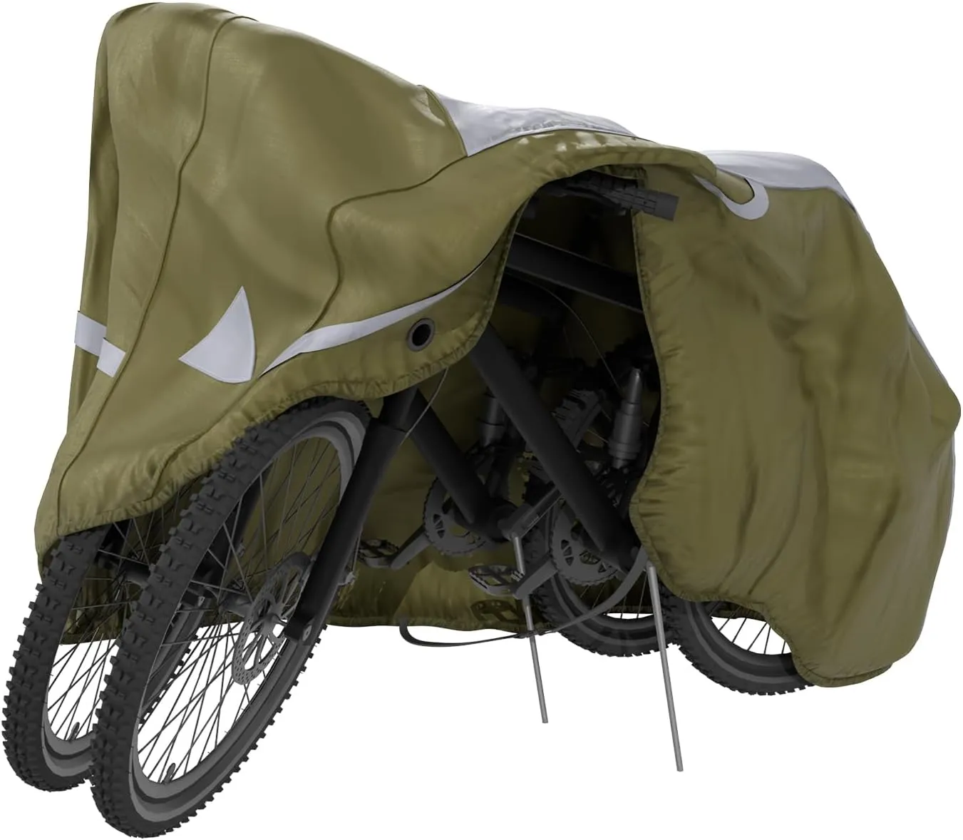 LC LICTOP 420D Bike Cover For Up to 2 Bikes Outdoor Storage Weatherproof Reflective Garden Tarp Shelters Mountain Bike Electric Bike Motocycle Cover 6.8 x 2.5 x 3.7 FT Green
