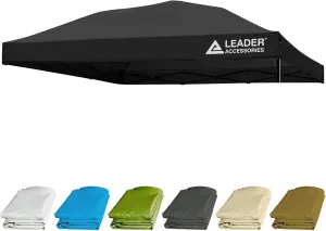 Leader Accessories Replacement Canopy Top Cover for 10’ X 10’ Straight Leg Pop Up Canopy Tent, Canopy Top Cover Only-Black