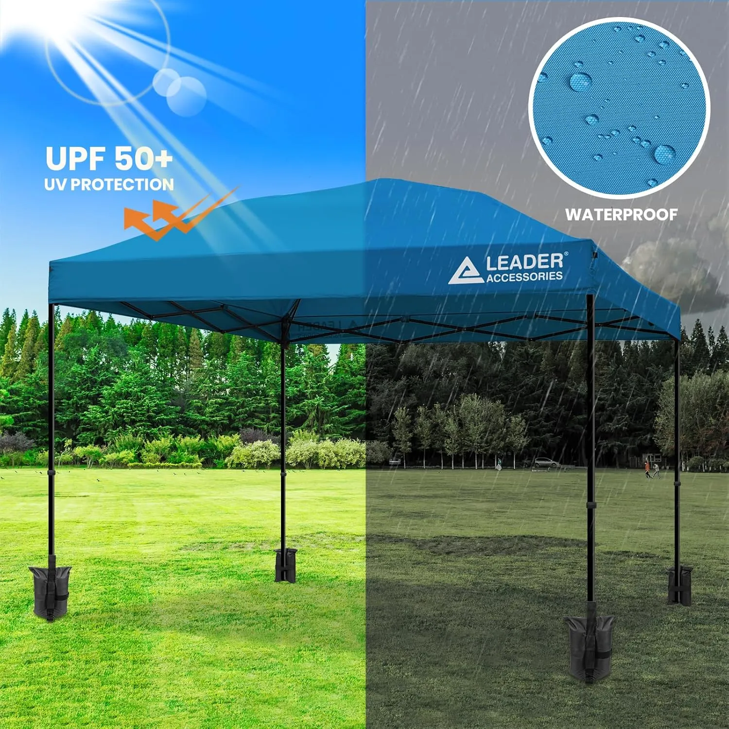 Leader Accessories Replacement Canopy Top Cover for 10’ X 10’ Straight Leg Pop Up Canopy Tent, Canopy Top Cover Only-Blue