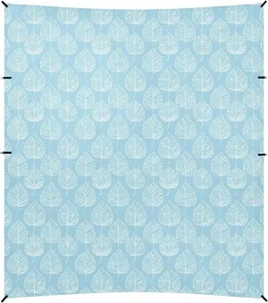 Light Blue Leaves Stable Beach Tent UPF50  Waterproof Large Portable Sun Shelter with Sandbags & Sand Shovel for Backyard and Camping