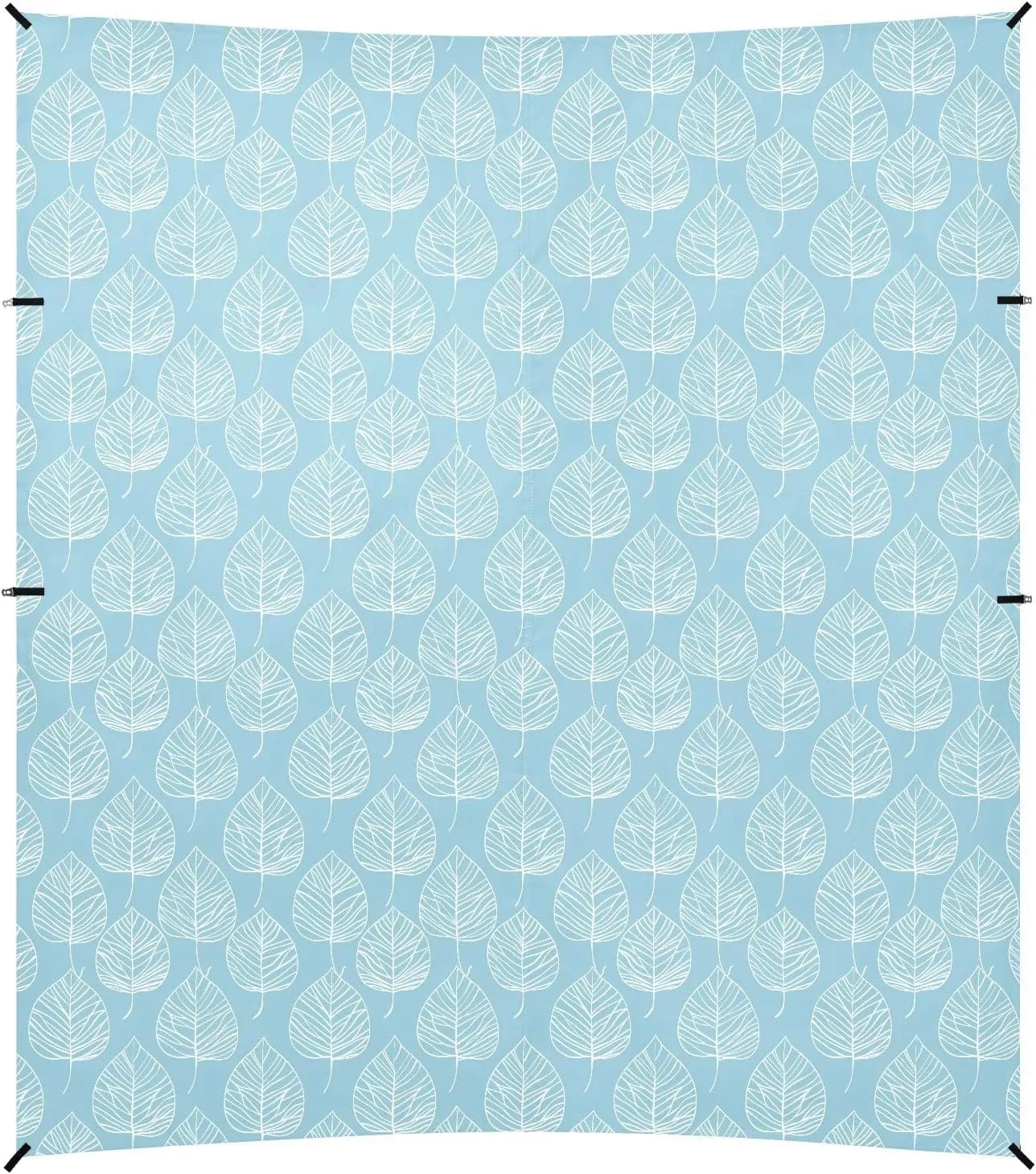 Light Blue Leaves Stable Beach Tent UPF50  Waterproof Large Portable Sun Shelter with Sandbags & Sand Shovel for Backyard and Camping