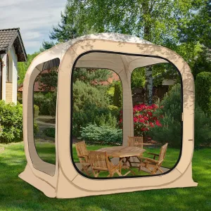 LILYPELLE Screen House Pop-Up Canopy Instant Tent Outdoor Camping Tent with Carry Bag for Patio, Backyard, Deck & Outdoor Activities, Khaki