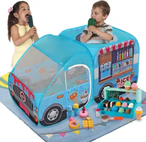 LimitlessFunN Ice Cream Truck Pop Up Kids Play Tent | Includes Carrying Case |, Children Indoor Icecream Playhouse for Boys, Toddlers, 25.6" D x 55" W x 29.5" H (Ice Cream)