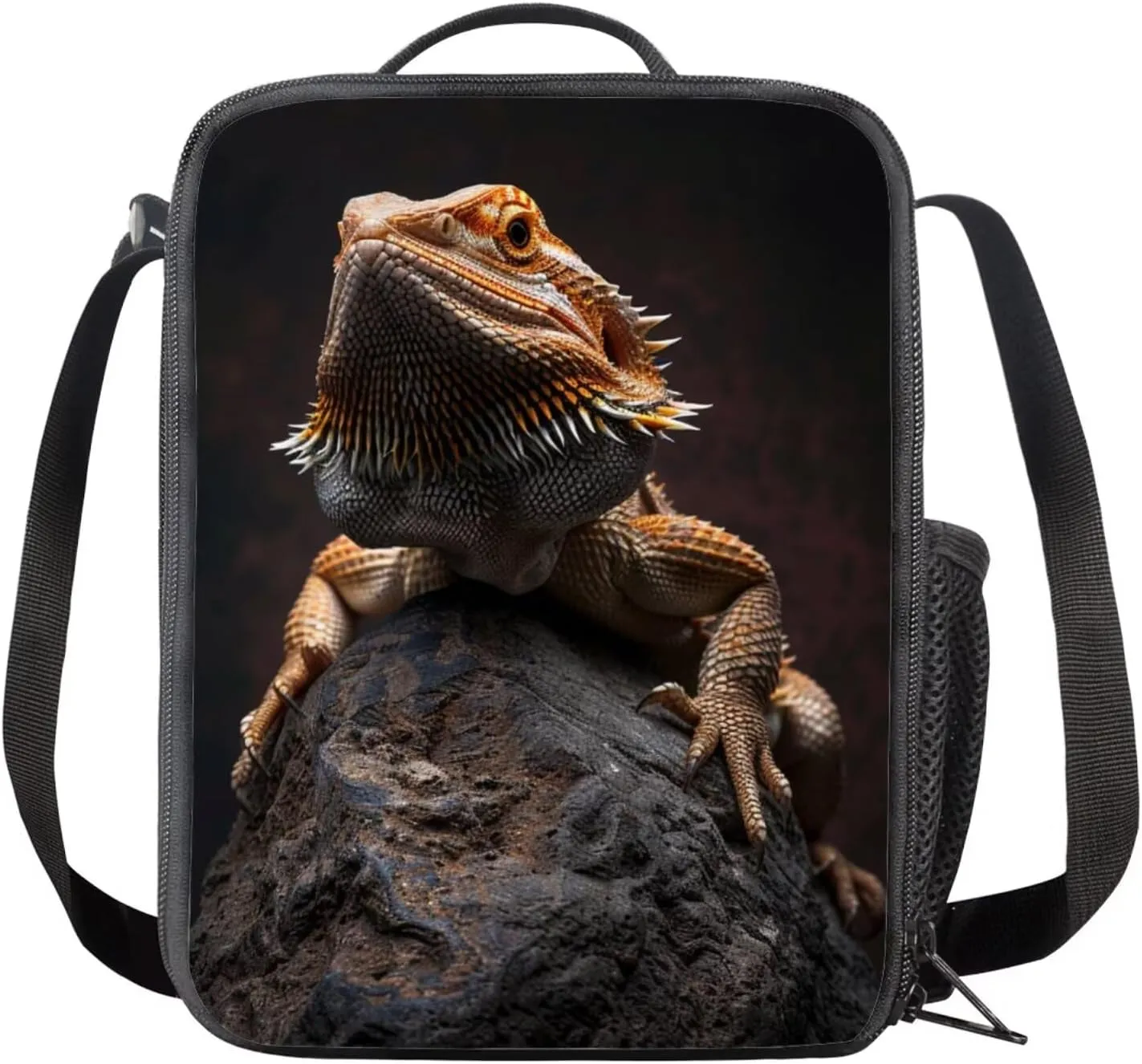 Lizard Backpack for Kids Boys Backpack with Lunch Box and School Pencil Box 3 in 1 Set Large Bookbag for School Teens Sturdy School Bag with Side Pocket Casual Daypack Backpacks for Daily Use