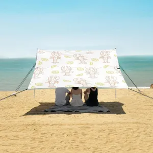 Lobster Lemon Seamless Pattern Beach Camping Tent Sun Shelter for Whole Family, Beach Shade Canopy with UPF50  UV Protection,Easy Set Up and Carry,Outdoor Shade for Trips, Fishing, Backyard Fun