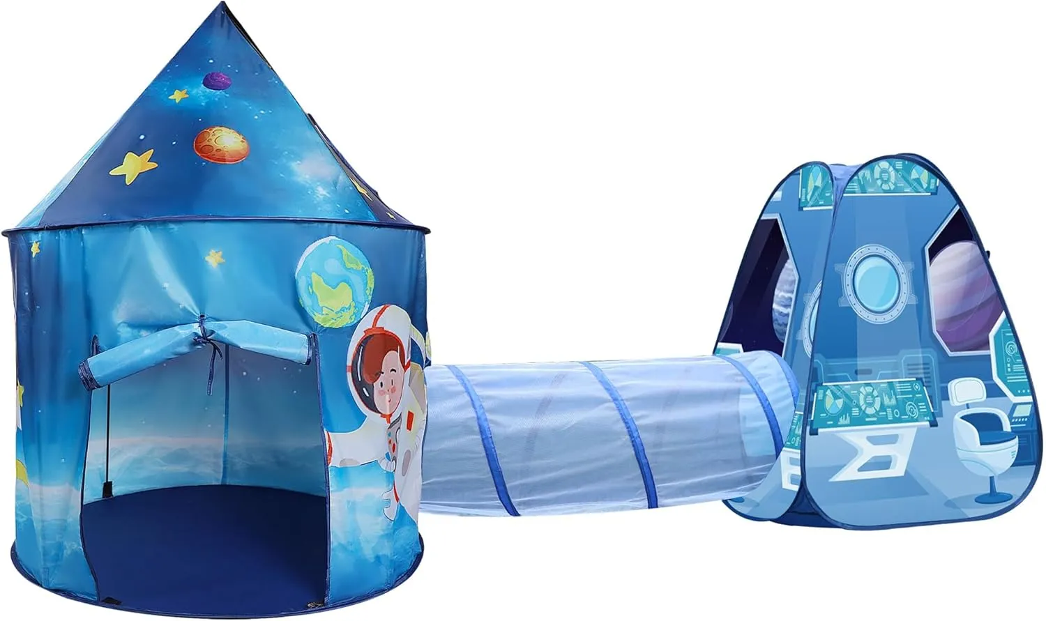 Lulu Home 3-in-1 Play Tent Set for Kids, Rocket Ship Astronaut Tent with Crawling Tunnel and Pop-up Playhouse for Babies Toddlers Boys and Girls Indoor Outdoor Play with, Foldable & Portable