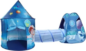 Lulu Home 3-in-1 Play Tent Set for Kids, Rocket Ship Astronaut Tent with Crawling Tunnel and Pop-up Playhouse for Babies Toddlers Boys and Girls Indoor Outdoor Play with, Foldable & Portable