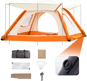 Luxury Automatic Inflatable Dome Tents for Camping,Waterproof Windproof Tent with Double Layer Tarp,Easy Setup Blow Up Portable 3-4 Person Outdoor Camping Tents
