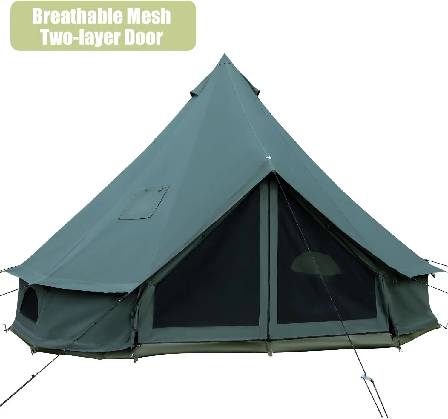 Luxury Cotton Bell Tent, Yurt Canvas Tent with Stove Jack, 4/6/8 Person Family 4 Season Camping