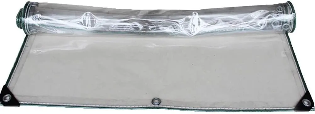 LXB Outdoor Multipurpose Tarpaulin-Clear PVC Tarp Waterproof Heavy Duty - Camping/Pool/Ships Shade Tear Resistant Plastic Cloth with Grommets, 19.6-Mil,1Mx2M