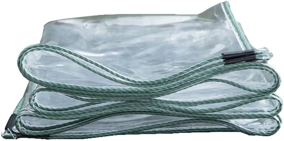LXB Outdoor Multipurpose Tarpaulin-Clear PVC Tarp Waterproof Heavy Duty - Camping/Pool/Ships Shade Tear Resistant Plastic Cloth with Grommets, 19.6-Mil,1Mx2M