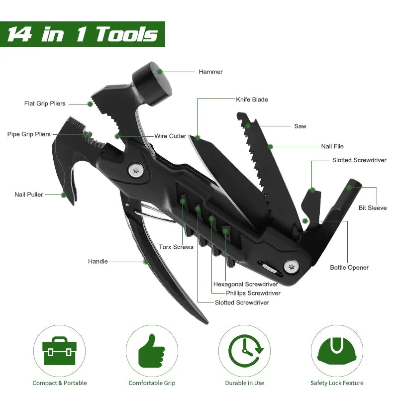 MAARTEN 12-in-1 Multifunctional Hammer Tool for Camping & Survival