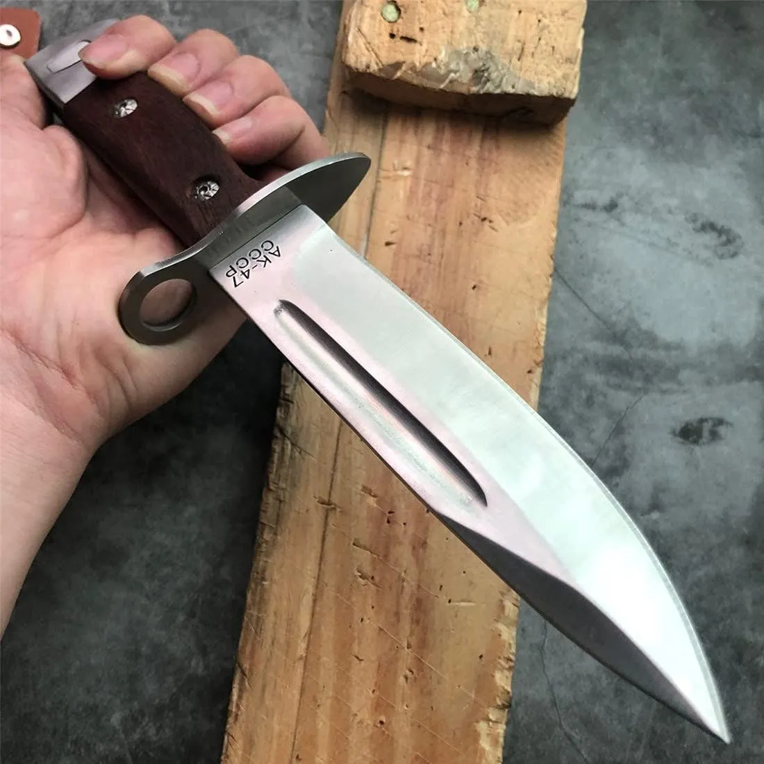 MADSABRE 9.8" Full Tang Survival Knife with Sheath and Wood Handle, Camping Fixed Blade Knives Outdoor Bushcraft Bowie Knife Hiking Backpacking Tools, Gifts for Men