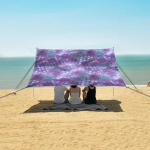 Magical Mermaid Scales Beach Canopy Tent Anti-UV & Wind Resistant, Purple Glitter Camping Sun Shelter Easy Setup Portable,Outdoor Shade Tents with Sandbags,Sand Shovels,Ground Pegs & Stability P