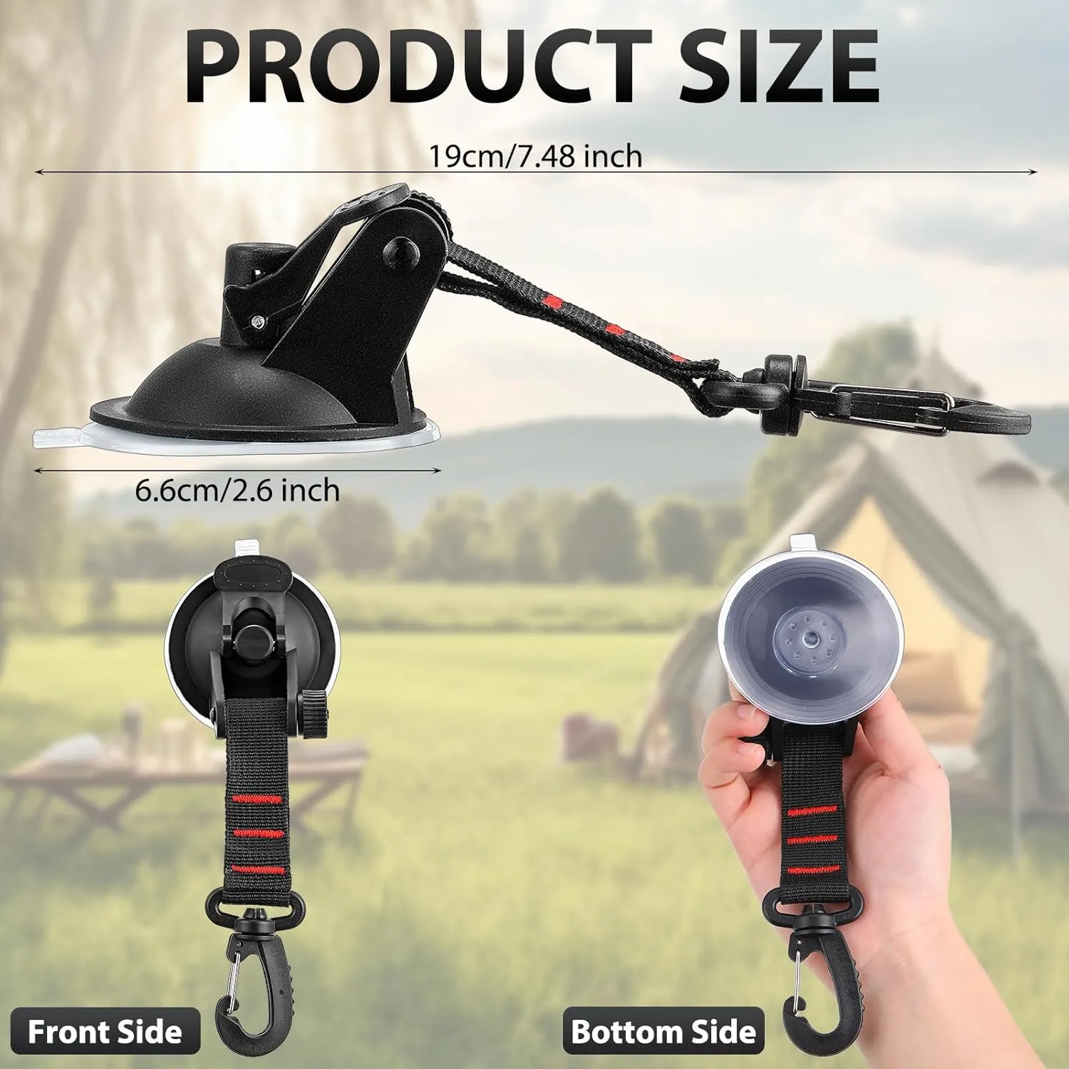 Maitys Heavy Duty Suction Cups with Hooks Tie Down Strong Suction Cup Anchor Car Camping Accessories Vacuum Outdoor Suction Cup with Hooks for Car Boat Awning Camping Tent Trap