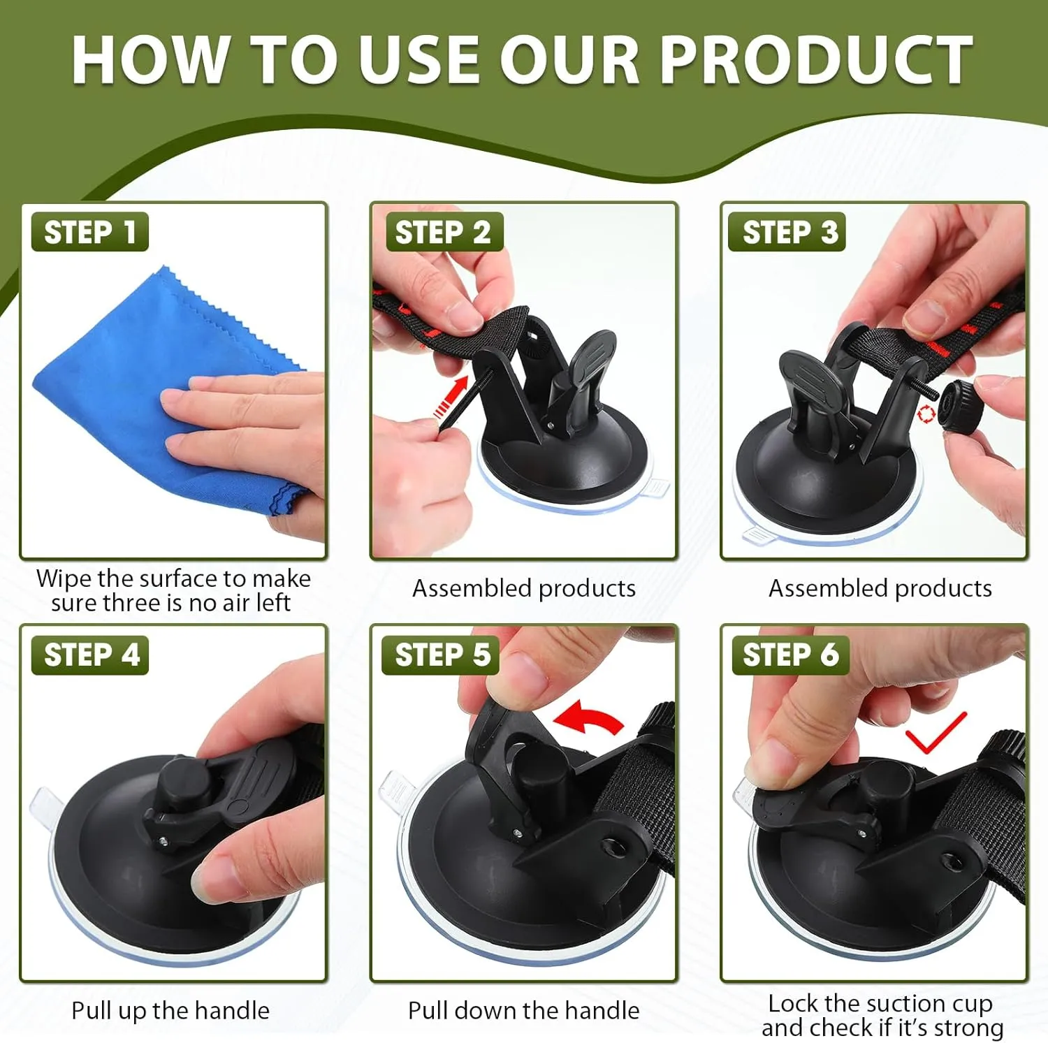 Maitys Heavy Duty Suction Cups with Hooks Tie Down Strong Suction Cup Anchor Car Camping Accessories Vacuum Outdoor Suction Cup with Hooks for Car Boat Awning Camping Tent Trap