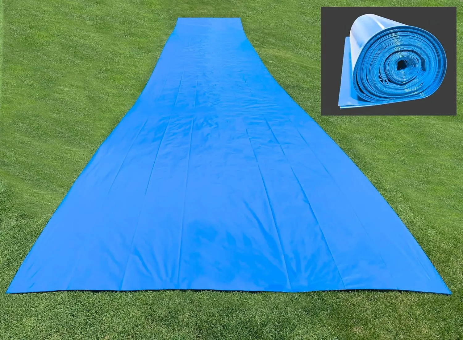 Make-A-Slide. Giant Blue Plastic Water Slides for Adults - 100, 75, 50 Feet Long Heavy-Duty Slip and Slides Water Tarps (50 Foot Slide)