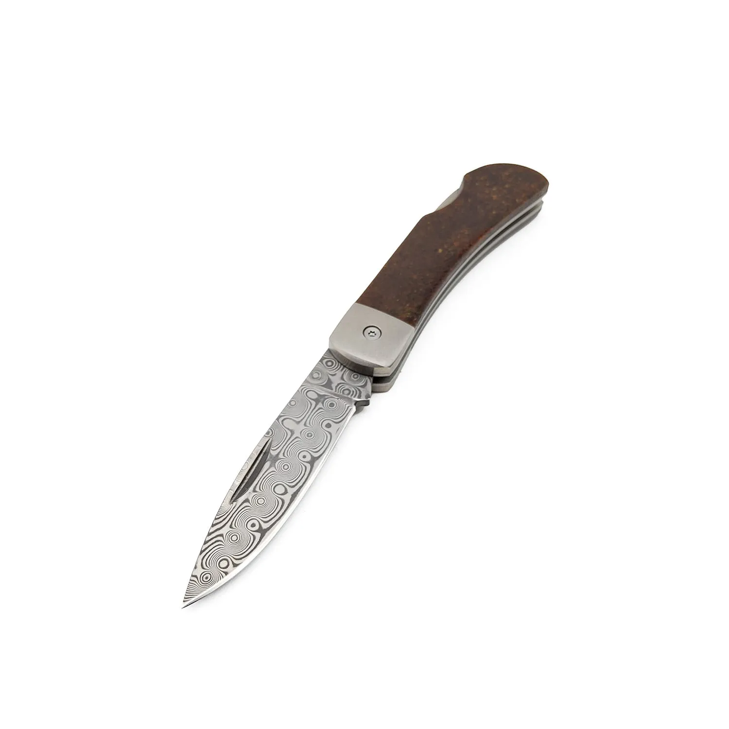 Mammoth Bone Damascus Blade Pocket Knife