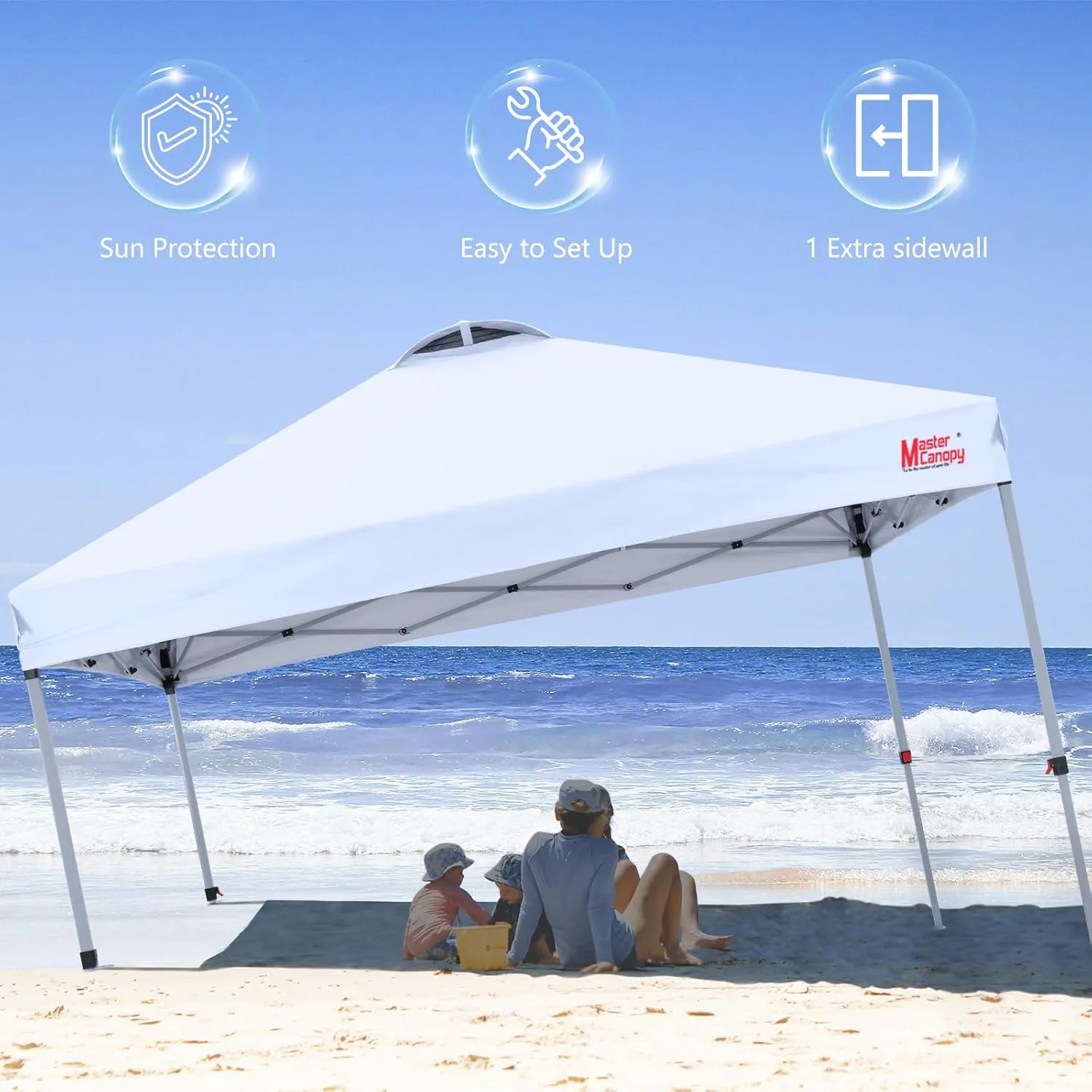 MASTERCANOPY Durable Pop-up Canopy Tent with 1 Sidewall (10'x10',White)