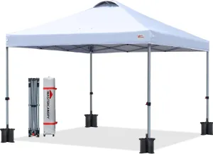 MASTERCANOPY Durable Pop-up Canopy Tent with Roller Bag (10x10, White)