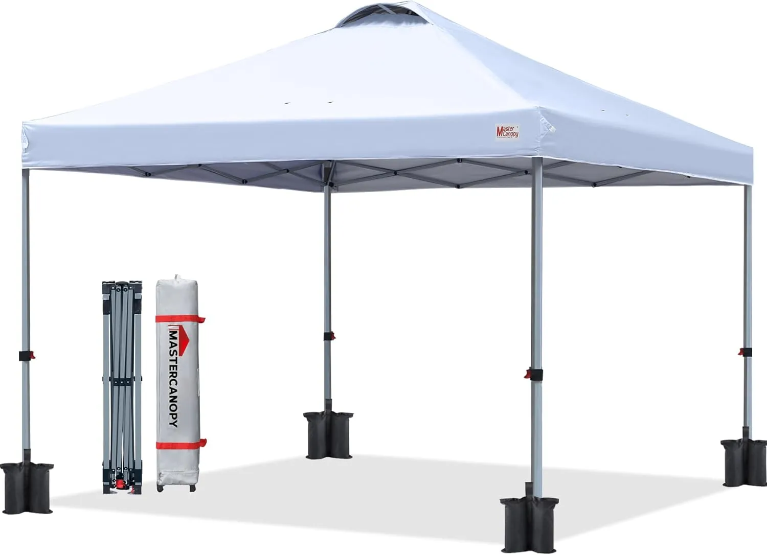 MASTERCANOPY Durable Pop-up Canopy Tent with Roller Bag (10x10, White)