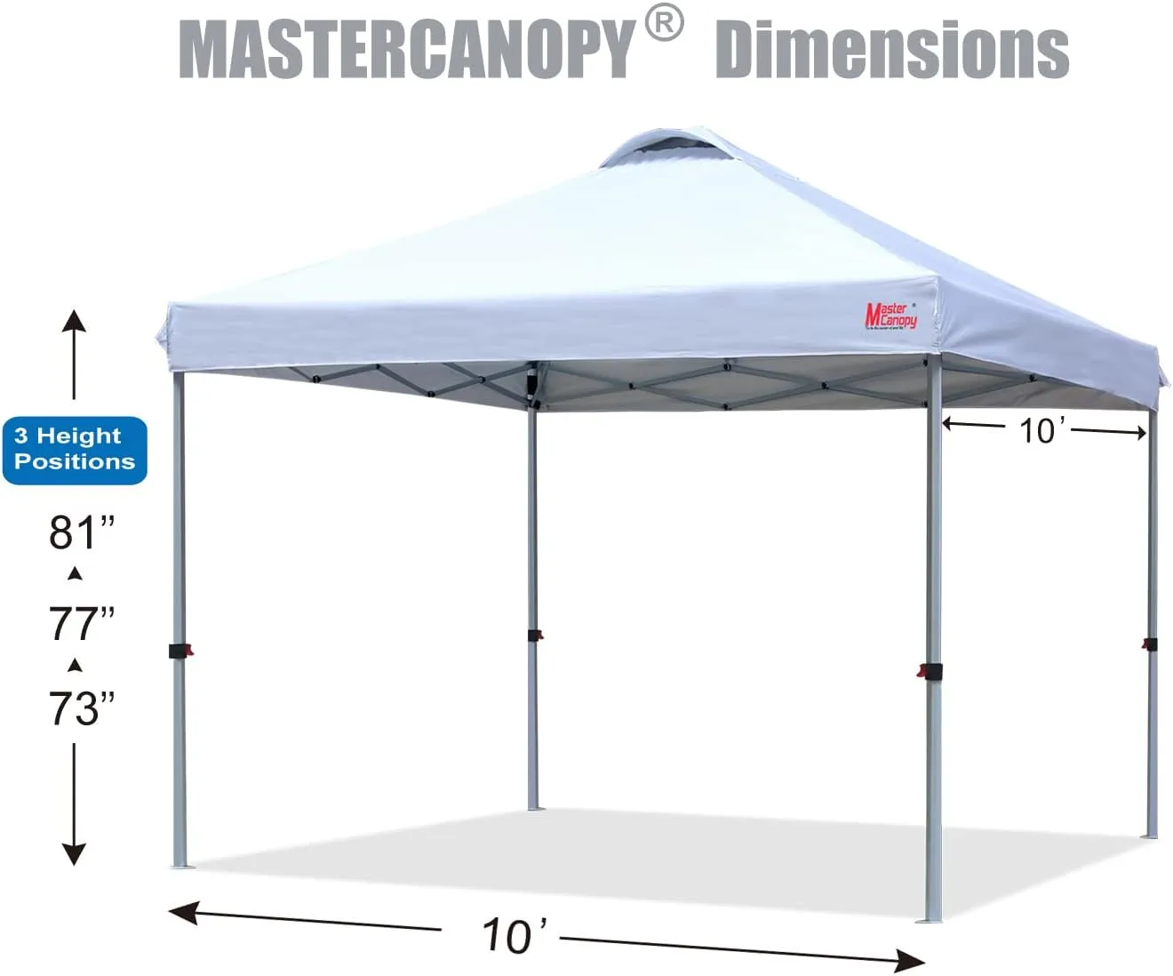 MASTERCANOPY Durable Pop-up Canopy Tent with Roller Bag (10x10, White)