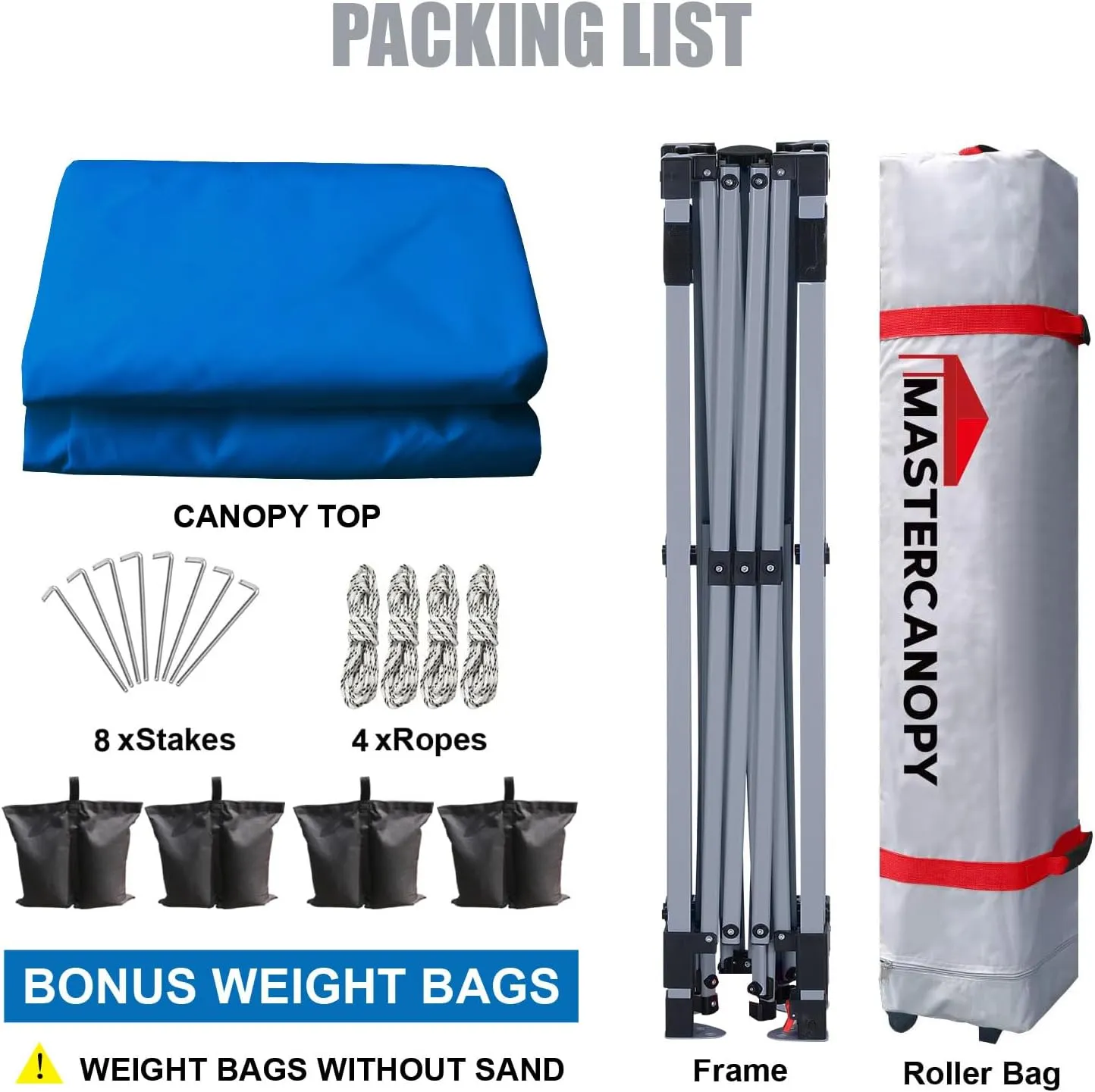MASTERCANOPY Durable Pop-up Canopy Tent with Roller Bag (8x8, Blue)