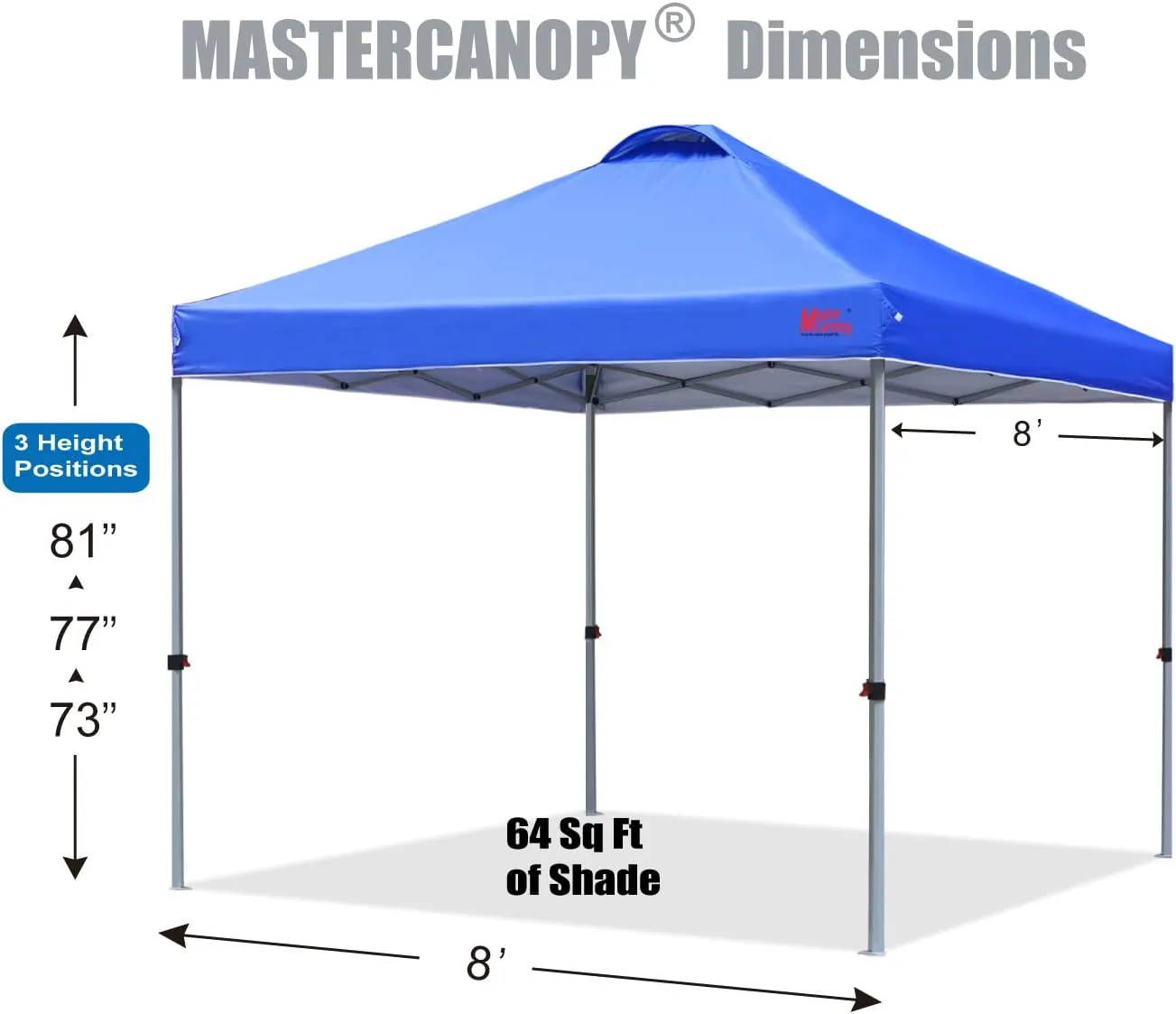 MASTERCANOPY Durable Pop-up Canopy Tent with Roller Bag (8x8, Blue)