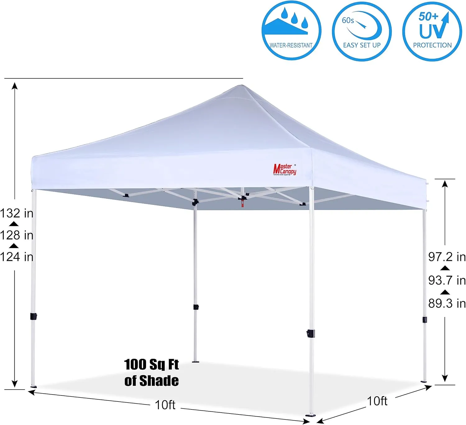 MASTERCANOPY Pop Up Canopy Tent Commercial Grade 10x10 Instant Shelter (White)
